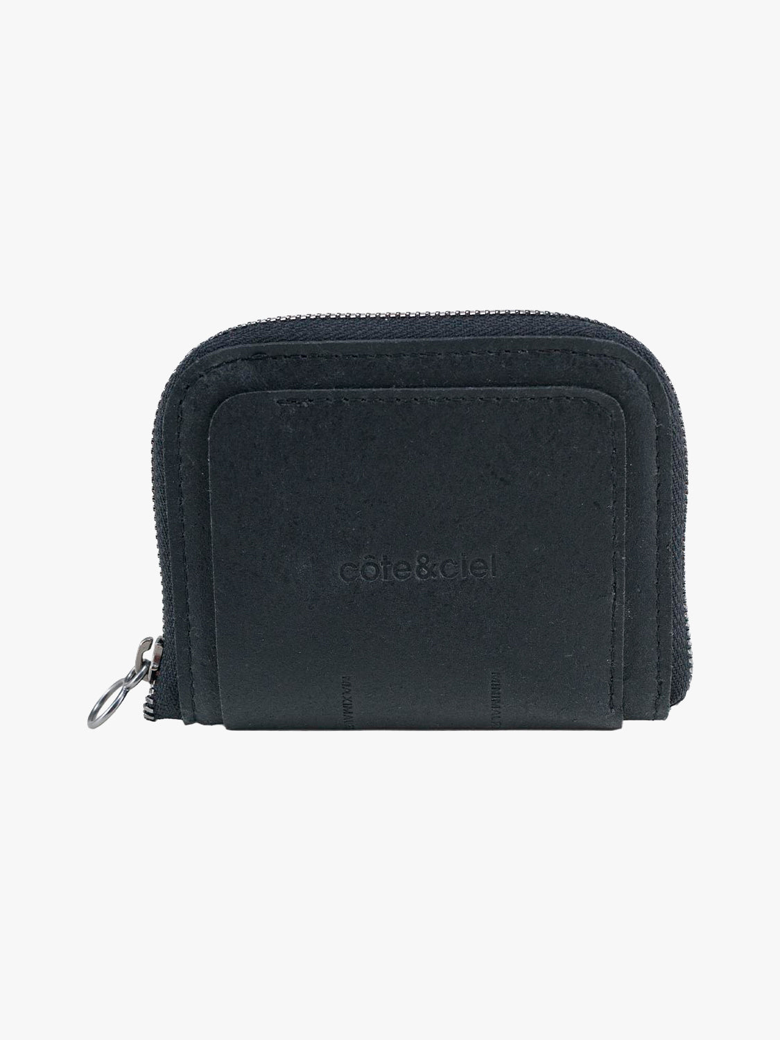 Zippered Wallet M Recycled Leather Black